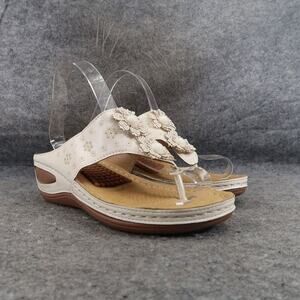 Ecetana Shoes Womens 6.5 Sandals Wedge Flip Flop Floral Comfort Massage Walking